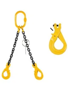 Sistem de ridicare din lant cu 2 brate cu carlige cu autoblocare