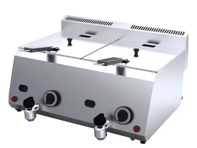 Friteuza pe gaz natural cu robinet de scurgere ulei, Ideal Inox, 8 + 8 l