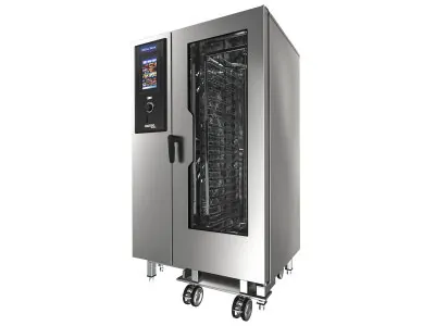 Cuptor gastonomic 20 GN 1/1, ecran tactil, aburi si 5 functii de spalare, WIFI, USB, Ideal Inox, Butelie