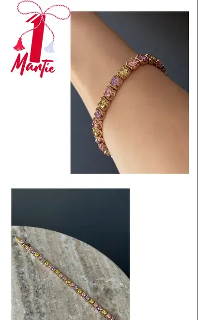 Bratara de tenis placata cu aur roz