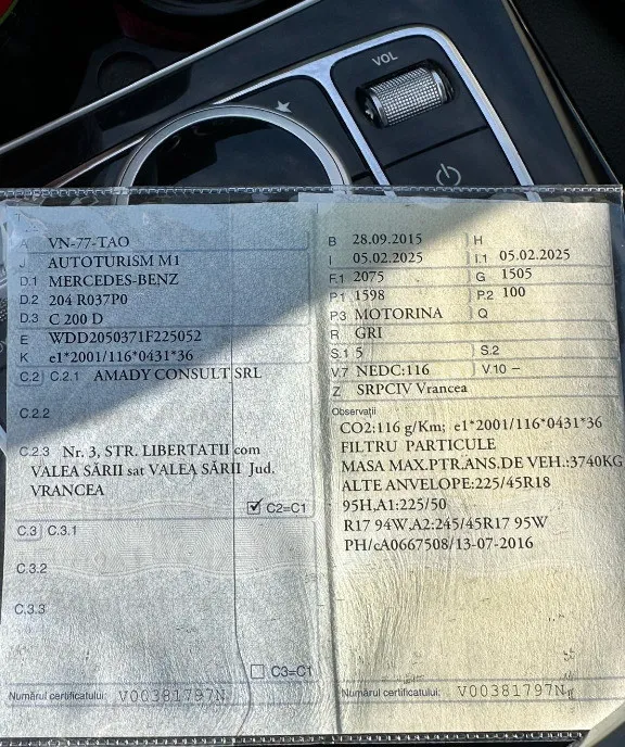 Mercedes-Benz C200 / Automat 7 trepte / 1 6 / 09 2015 / EURO 6 14 500 eur