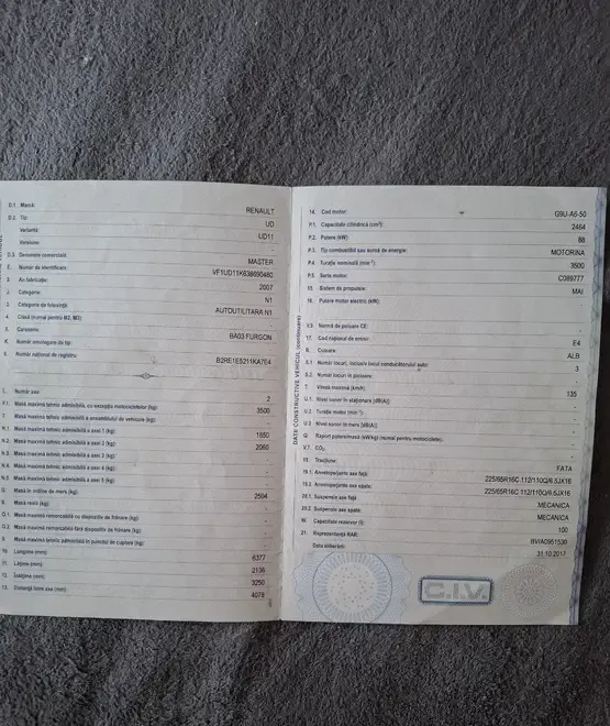 Vand autoutiliara furgon Renault Master