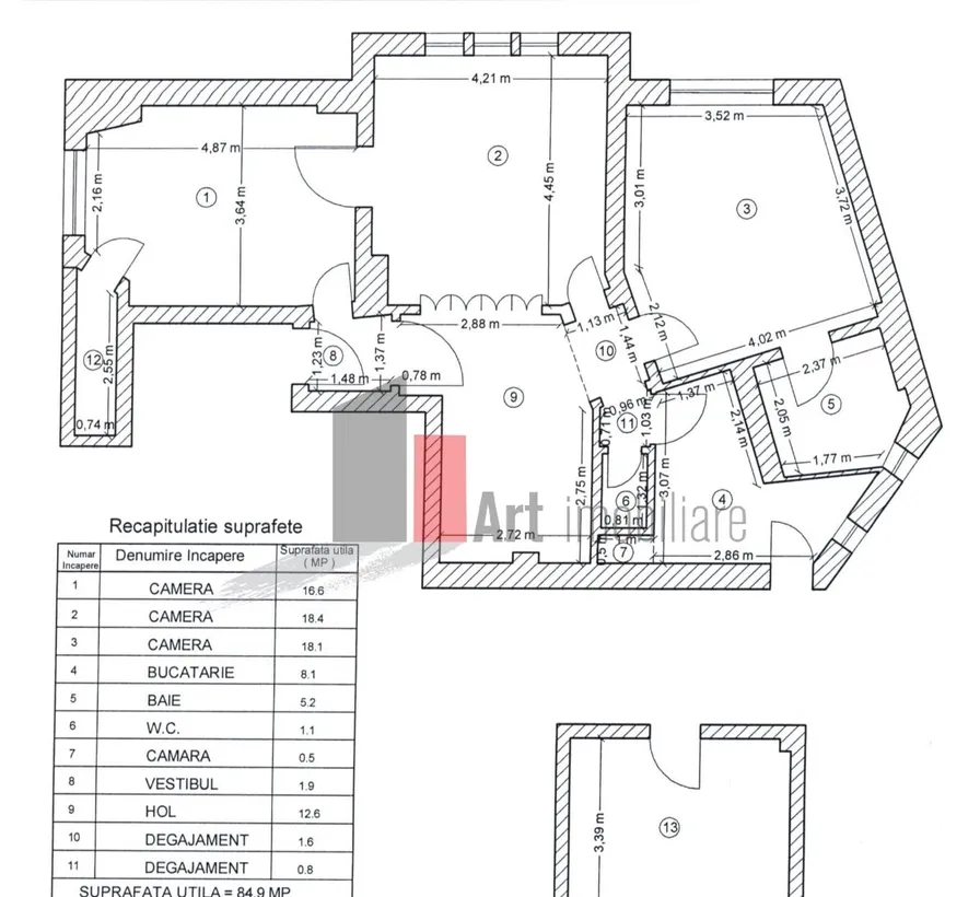 Apartament 4 camere piata izvorul rece