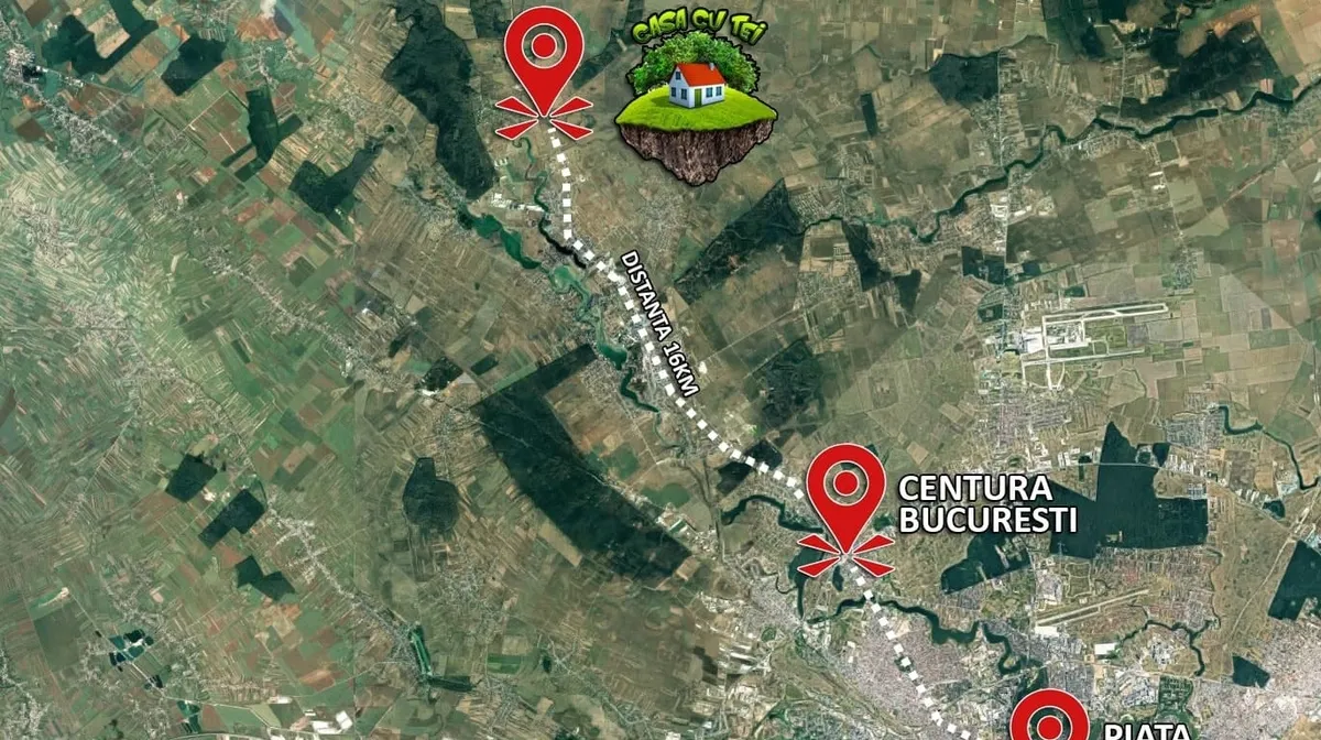 Crevedia Casa cu Tei teren langa padure intrare DN1A