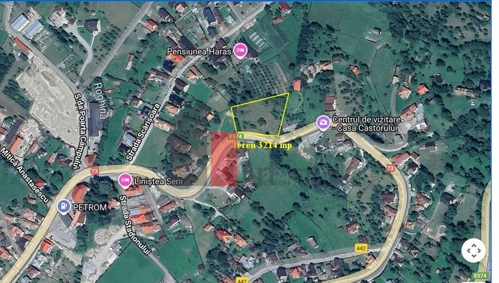 Rucar Teren intravilan 3214 mp in Rucar cu deschidere 56 m in DN73