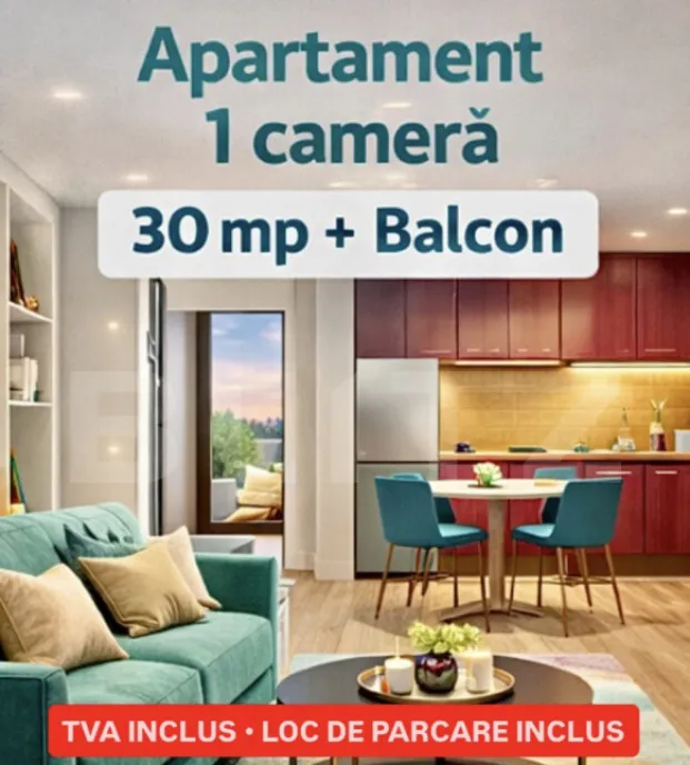 Apartament studio balcon clima etaj 1 tva inclus Giroc