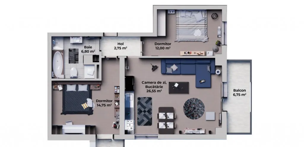 Apartament de vanzare cu 2 camere 64 mp zona Ansamblul Ve