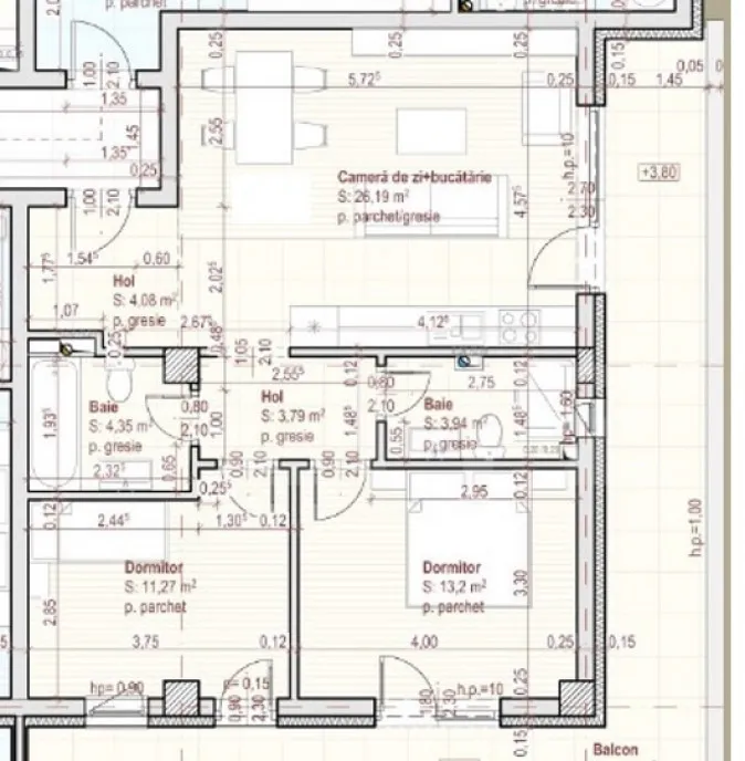 Apartament cu 3 camere 67 mp 28 mp terasa etaj intermedia