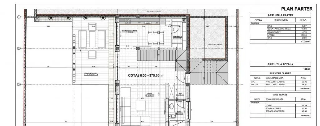 Casa de vanzare in Baciu 583 mp semifinasat modern zona