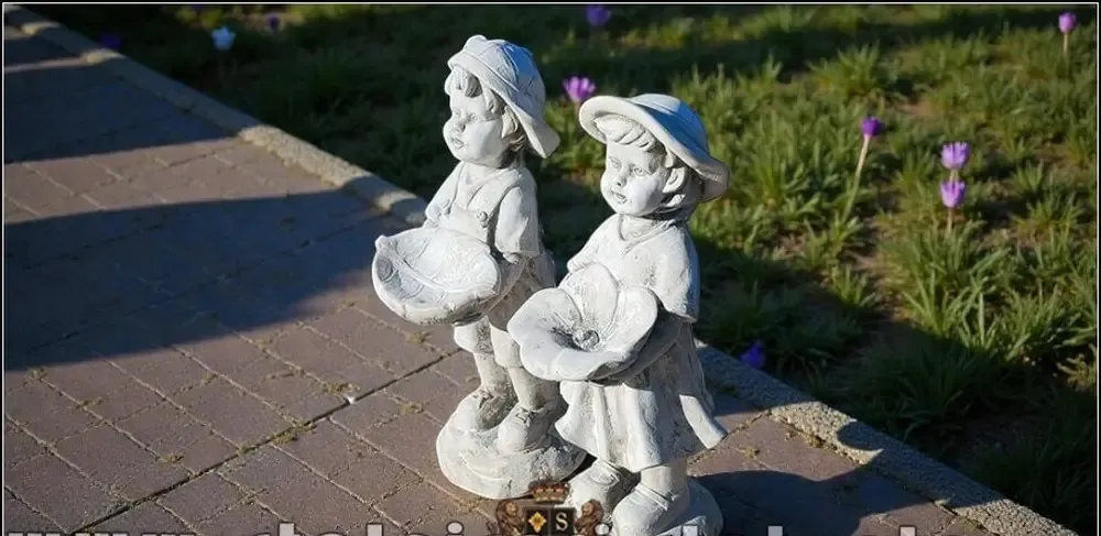 Statuete hranitoare de pasari gri antichizat model S111