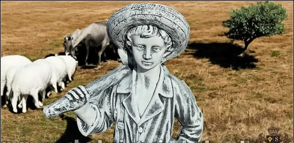 Statueta ciobanas cu catel beton model S73