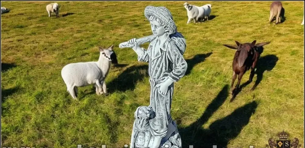Statueta ciobanas cu catel beton model S73