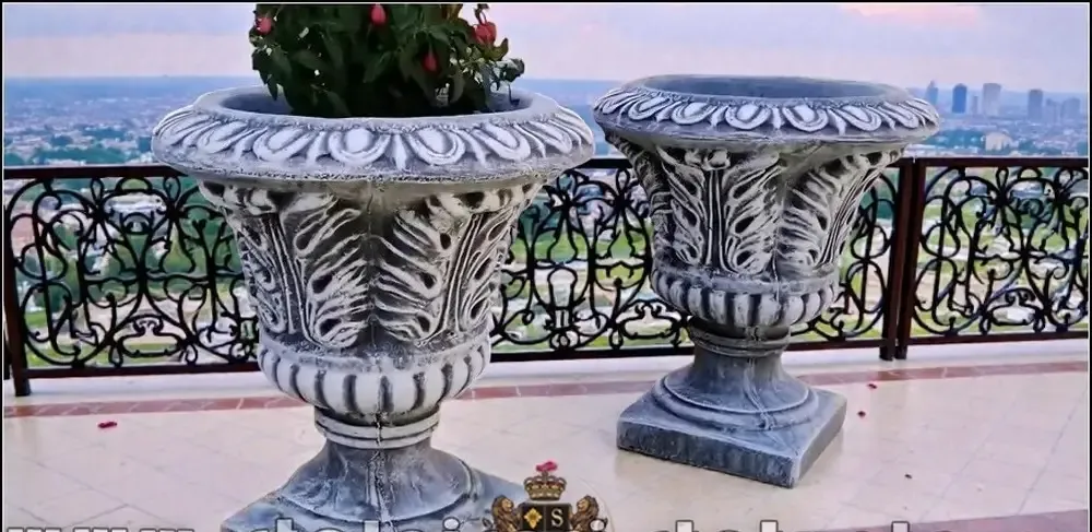 Vaza ornament stejar gri patinat model V3