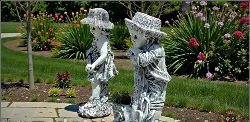 Set doua statuete gradinari gri model S90