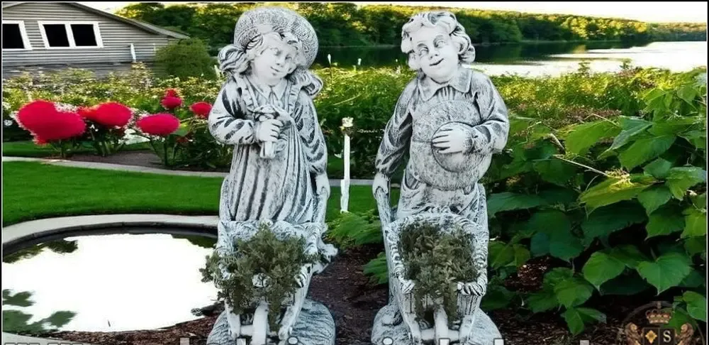 Set statuete gradinari gri patinat model J6 J7