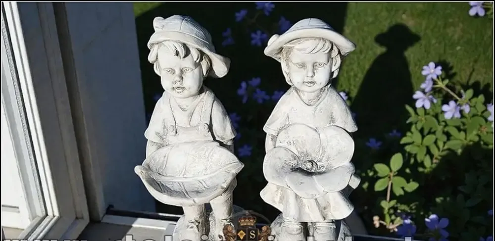 Statuete hranitoare de pasari gri antichizat model S111