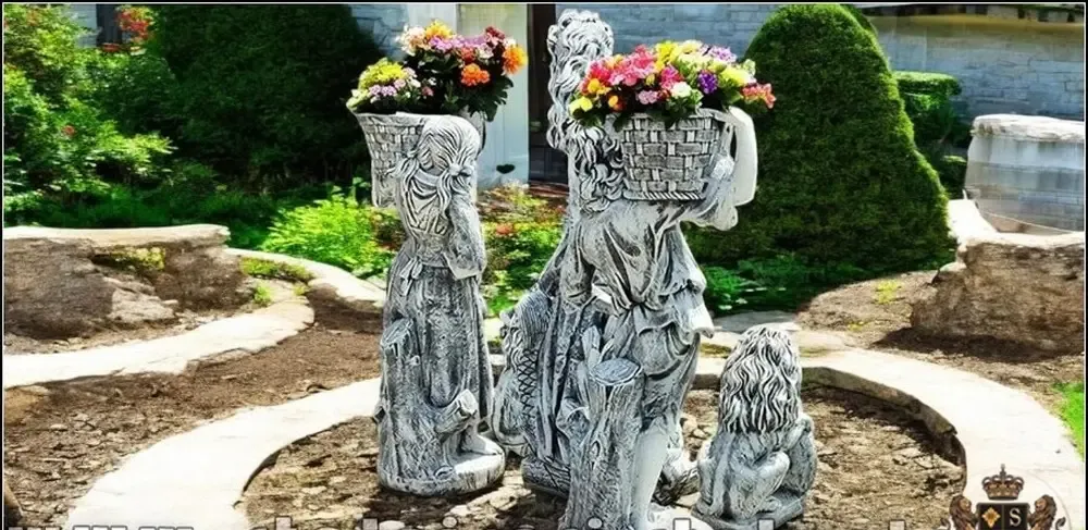 Set cinci statuete gri patinat model S94