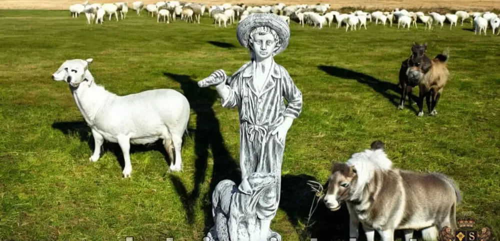 Statueta ciobanas cu catel beton model S73