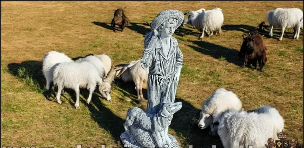 Statueta ciobanas cu catel beton model S73