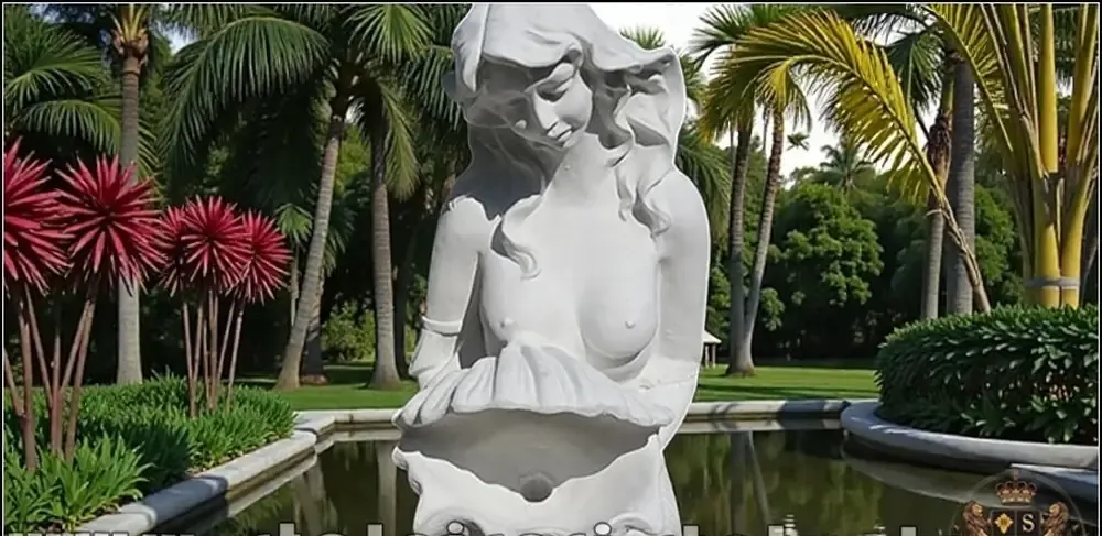 Statueta sirena cu scoica alb model S49