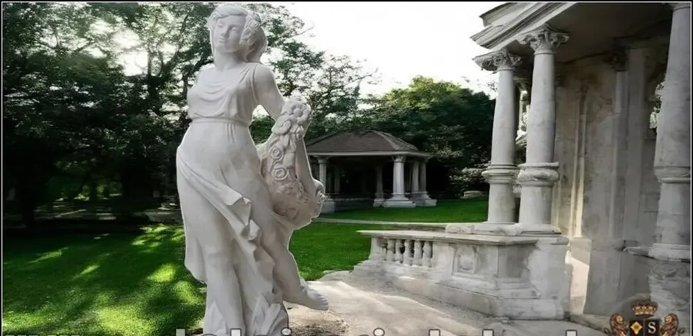 Statueta domnita cu flori alb marmorat model S50