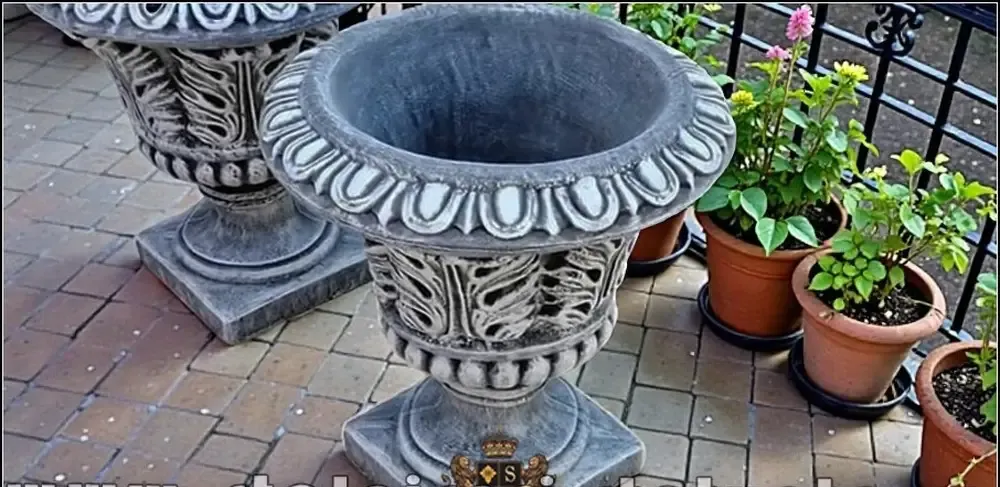 Vaza ornament stejar gri patinat model V3