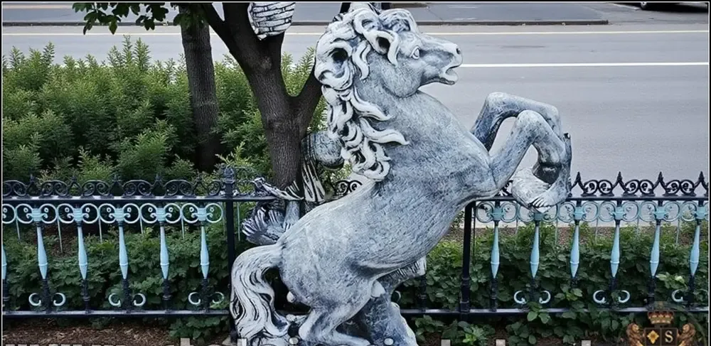 Statueta calut mare gri patinat model S37