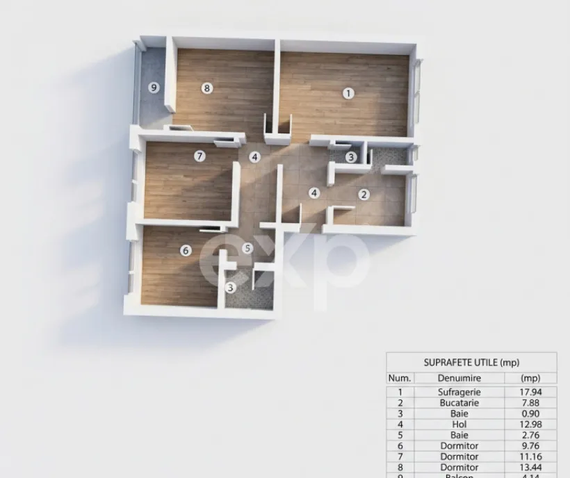Apartament 4 camere 81 mp - Negru Voda Pitesti Ideal