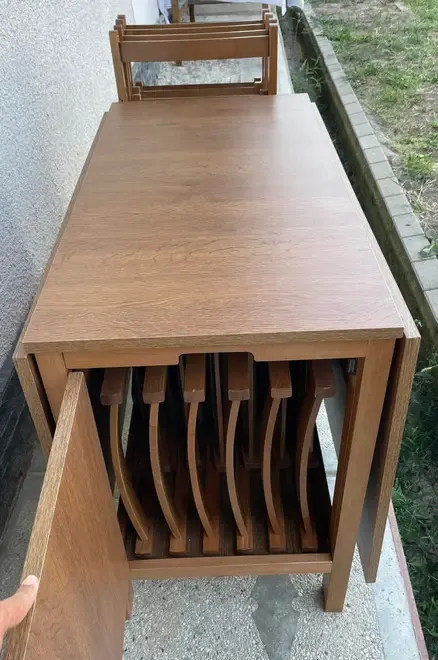 Set masa extensibila scaune pliante lemn