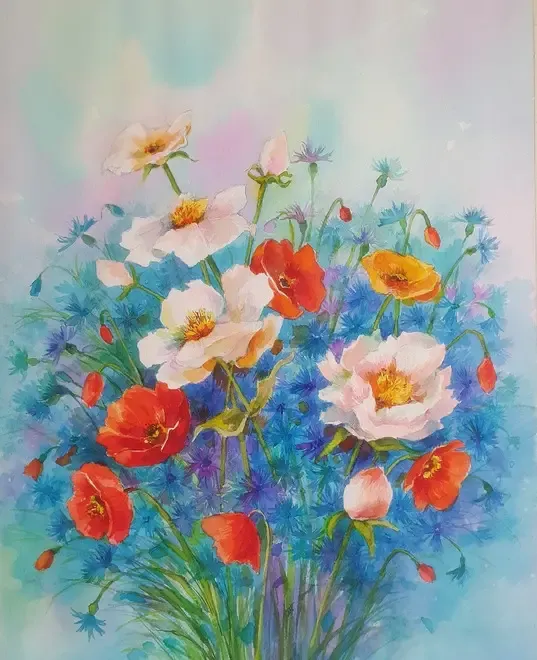 Tablouri cu flori albastre