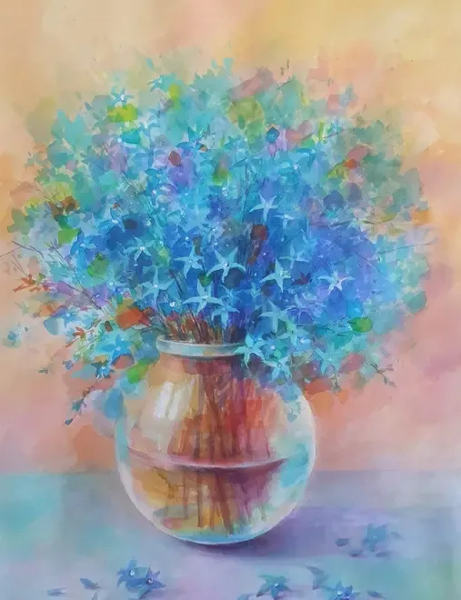 Tablouri cu flori albastre