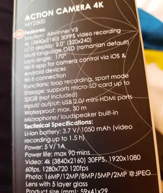 Camera sport 4k MY2500