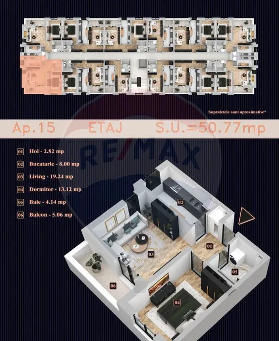 Apartament 2 camere de vanzare / Chiajna / Bloc nou / ba