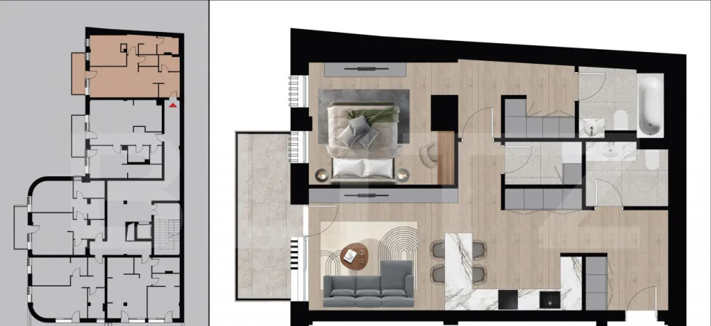 Apartament exclusivist 64 mp 2 bai bloc nou - Zona D