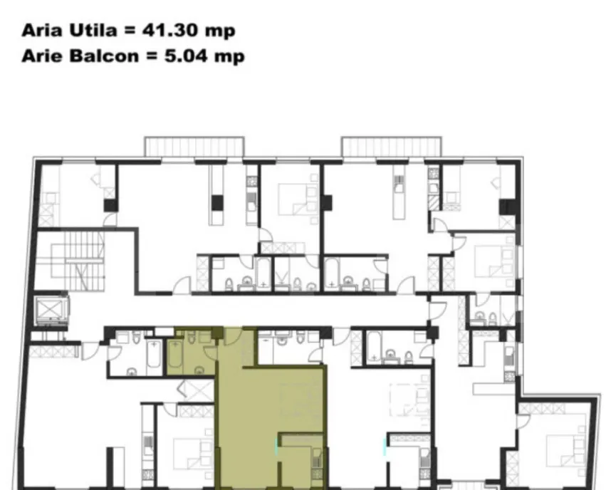 Apartament 1 camera 41 mp bucatarie inchisa zona Dorobant