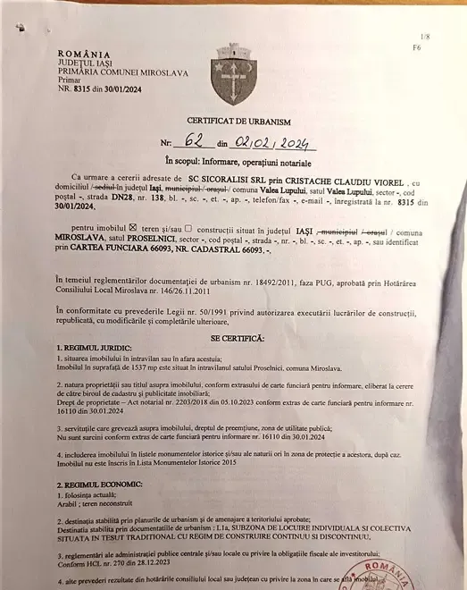 Vanzare/ schimb teren intravilan Proselnici com Miroslava