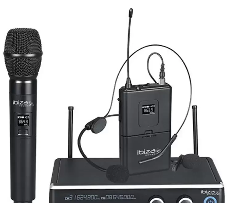 Set 2 microfoane wireless Ibiza Sound DR20UHF-HB