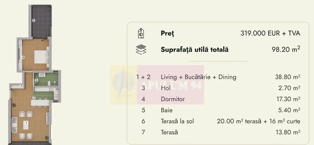 Apartament 2 camere de vanzare la Sinaia Lux