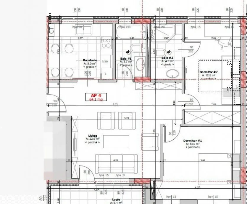 Apartament 3 camere 2 bai semidecomandat Zona Cetatii