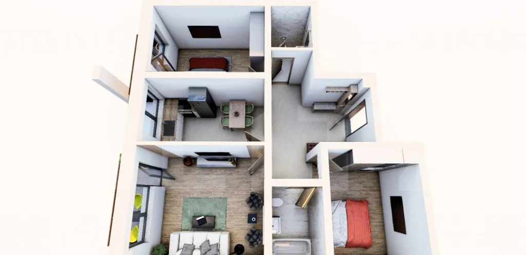 Apartament 3 camere 2 bai 78 mp 15 mp terasa