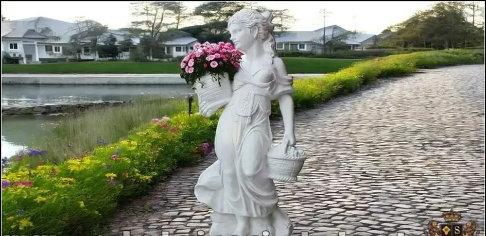 Statueta fata cu cosulete alb model S23