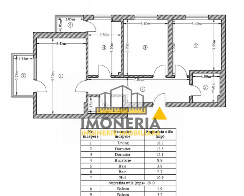 3 camere decomandat parcare 100 m Metrou M Brav