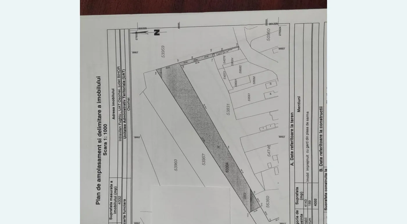 Vand teren intravilan comuna Osorhei sat Fughiu 4332 mp