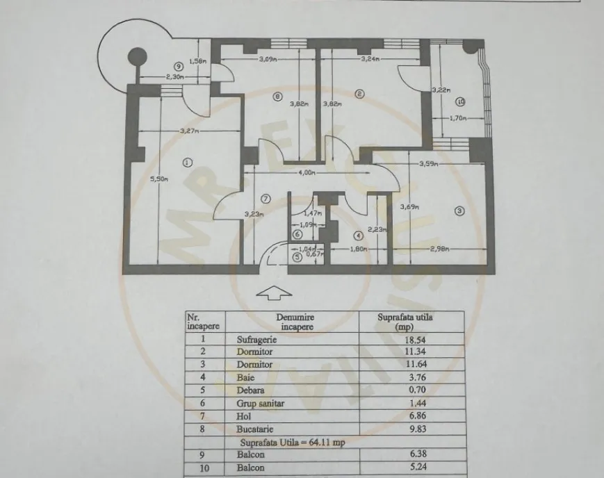 Apartament decomandat 3 camere Gavana