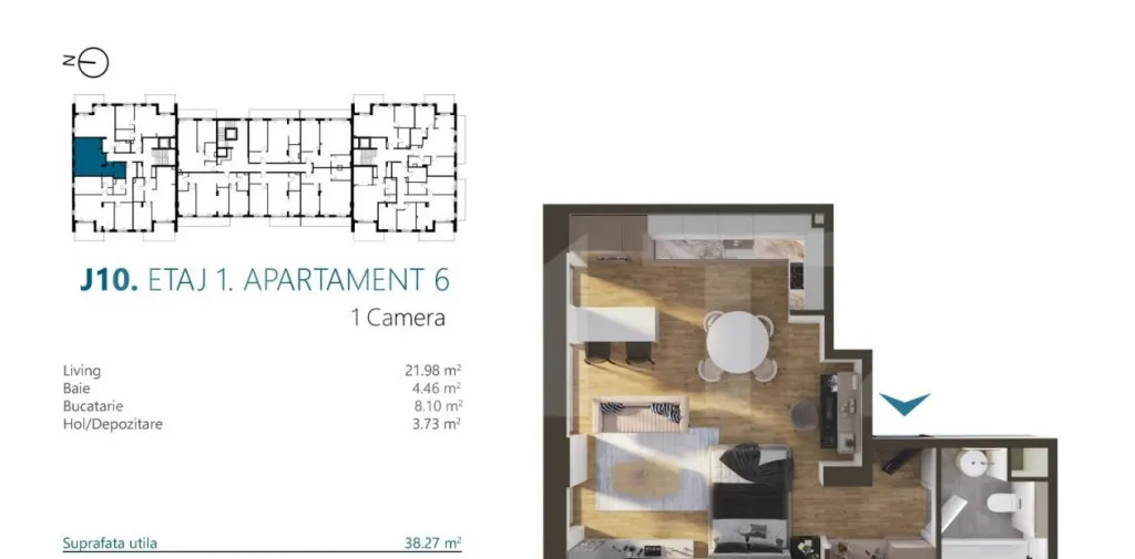Apartament cu 2 camere 38 mp Ansamblu Rezidential zona ri