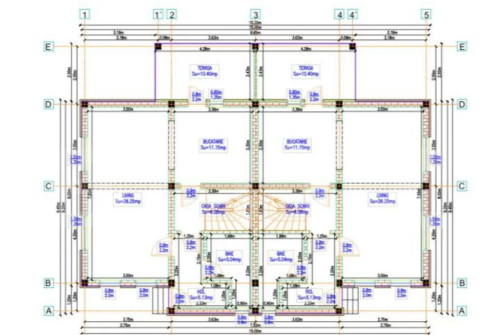 Duplex de vanzare cu 4 camere 100 mp 250 mp teren zona Ip