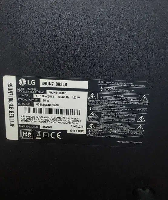 LG 49UN71003LB LED 123 cm