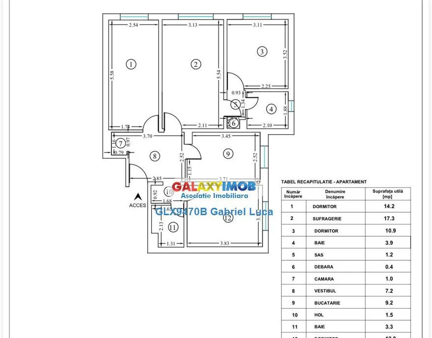 Apartament 4 camere 82 mp Decomandat Podul