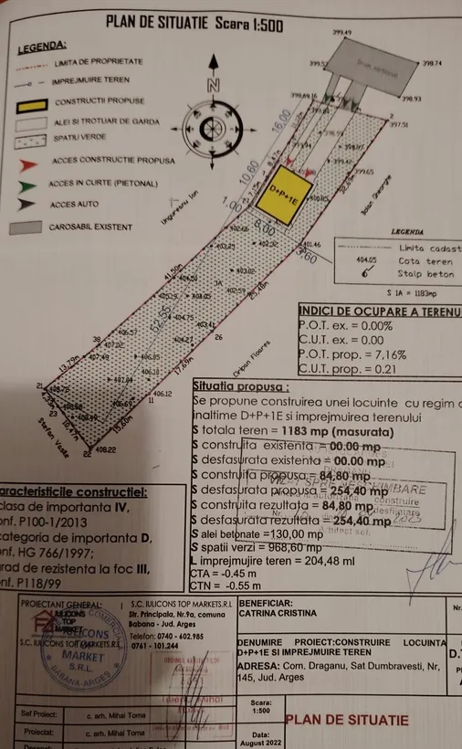 Comuna Draganu teren intravilan 1183 mp padure liniste acces DN7 auto