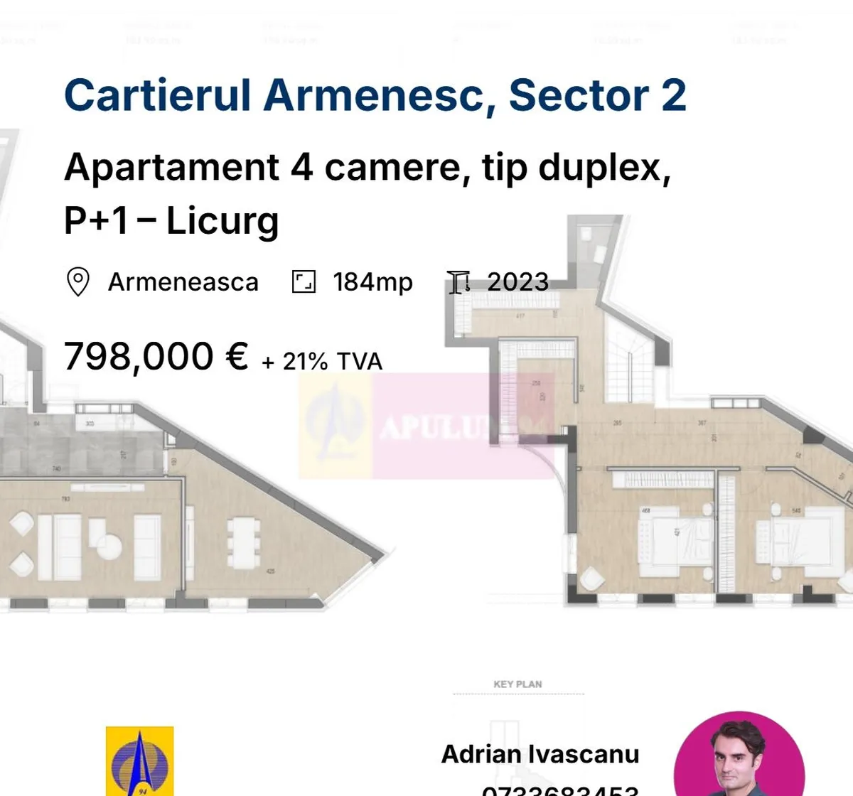 Apartament 4 camere tip duplex P 1 - Licurg
